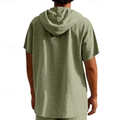 Men's T Shirt Henley Shirt Tee Short Sleeve Shirt Short Sleeve Hooded Summer Spring Plain Fashion Designer Basic Buttons Vacation Street Going out Black White Yellow Top Tee for Men