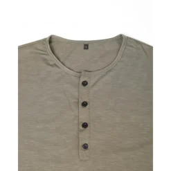 Men's T Shirt Henley Shirt Tee Top Short Sleeves Plain Designer Basic Modern Contemporary Buttons Henley Vacation Street Going out Summer Wine Black White Henley T-Shirt