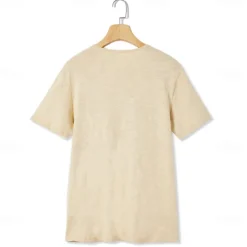 Men's T Shirt Henley Shirt Tee Top Short Sleeves Plain Designer Basic Modern Contemporary Buttons Henley Vacation Street Going out Summer Wine Black White Henley T-Shirt