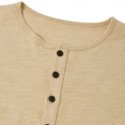 Men's T Shirt Henley Shirt Tee Top Short Sleeves Plain Designer Basic Modern Contemporary Buttons Henley Vacation Street Going out Summer Wine Black White Henley T-Shirt