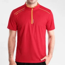 Men's T shirt Hiking Tee shirt Short Sleeve Quarter Zip Tee Tshirt Muscle T-Shirt Short Sleeve Shirt Outdoor Quick Dry Workout Soft Sweat wicking Polyester Red Royal Blue Blue Gym Climbing Camping