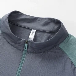 Men's T shirt Hiking Tee shirt Long Sleeve Quarter Zip Tee Tshirt Muscle T-Shirt Bodybuilding Stretch Tee Outdoor Quick Dry Workout Soft Sweat wicking Polyester Patchwork Black White Royal Blue Gym