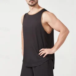 Men's T shirt Hiking Vest Sleeveless Crew Neck Tank Top Sleeveless Shirt Vest Top Outdoor Quick Dry Soft Sweat wicking Polyester Black Orange Green Climbing Camping / Hiking / Caving Traveling