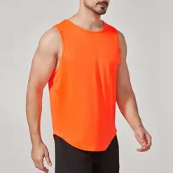 Men's T shirt Hiking Vest Sleeveless Crew Neck Tank Top Sleeveless Shirt Vest Top Outdoor Quick Dry Soft Sweat wicking Polyester Black Orange Green Climbing Camping / Hiking / Caving Traveling