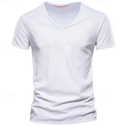 Men's T Shirt Moisture Wicking Shirts Bamboo T-shirt Short Sleeve V Neck Summer Plain Sports Basic Casual Classic Style Casual Light Blue Black White Top Tee for Men