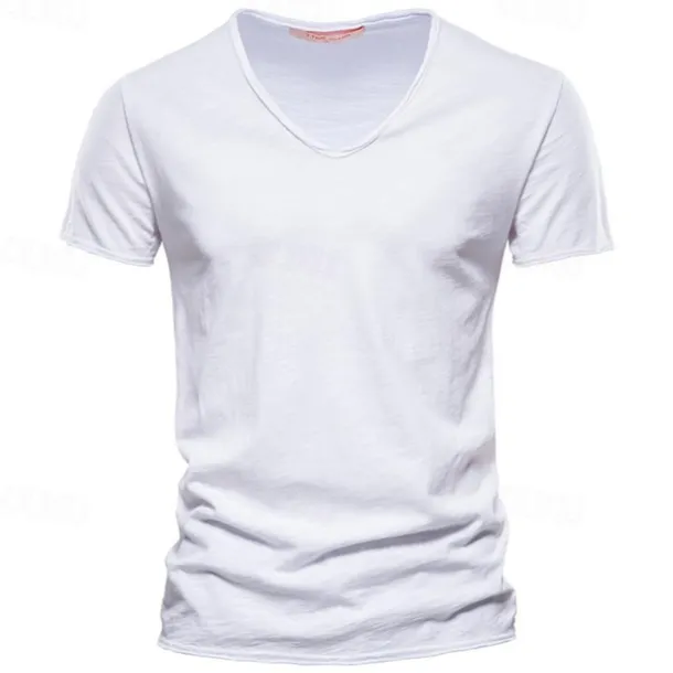 Men's T Shirt Moisture Wicking Shirts Bamboo T-shirt Short Sleeve V Neck Summer Plain Sports Basic Casual Classic Style Casual Light Blue Black White Top Tee for Men