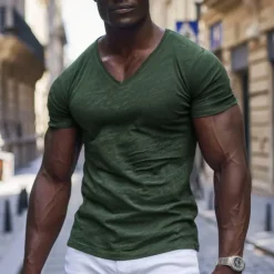 Men's T Shirt Moisture Wicking Shirts Bamboo T-shirt Short Sleeve V Neck Summer Plain Sports Basic Casual Classic Style Casual Light Blue Black White Top Tee for Men