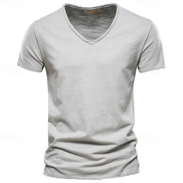 Men's T Shirt Moisture Wicking Shirts Bamboo T-shirt Short Sleeve V Neck Summer Plain Sports Basic Casual Classic Style Casual Light Blue Black White Top Tee for Men