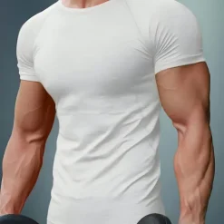 Men's T Shirt Muscle Shirt Moisture Wicking Shirts Short Sleeve Crew Neck Summer Plain Sports Fashion Lightweight Classic Style Vacation Casual Holiday Red black Black White Top Tee for Men