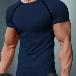 Men's T Shirt Muscle Shirt Moisture Wicking Shirts Short Sleeve Crew Neck Summer Plain Sports Fashion Lightweight Classic Style Vacation Casual Holiday Red black Black White Top Tee for Men
