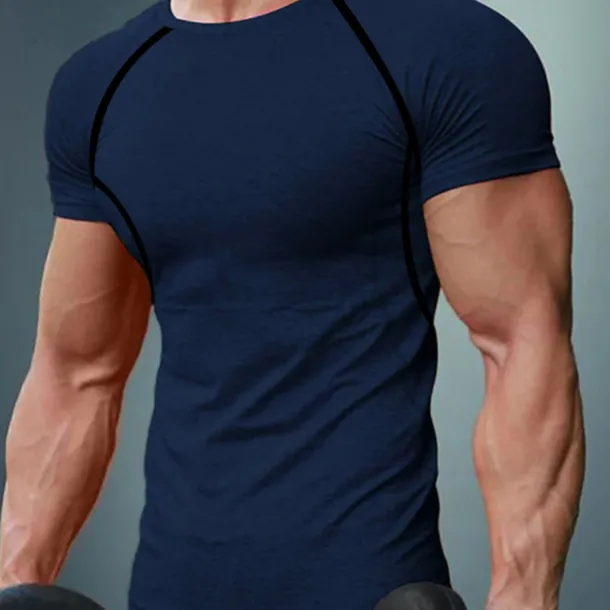 Men's T Shirt Muscle Shirt Moisture Wicking Shirts Short Sleeve Crew Neck Summer Plain Sports Fashion Lightweight Classic Style Vacation Casual Holiday Red black Black White Top Tee for Men