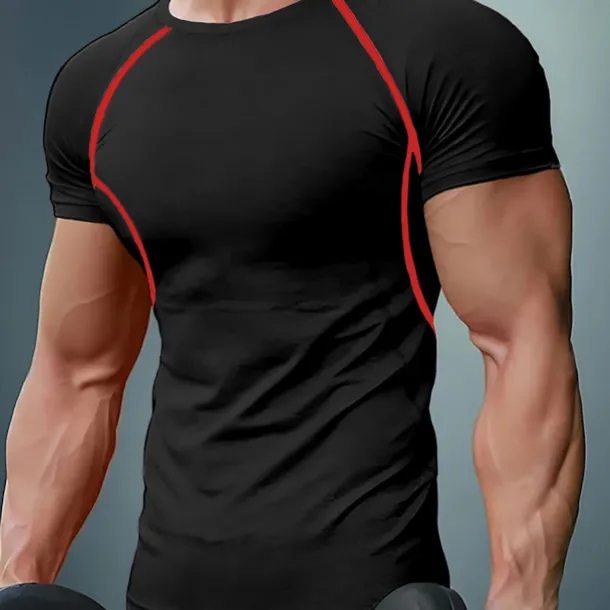 Men's T Shirt Muscle Shirt Moisture Wicking Shirts Short Sleeve Crew Neck Summer Plain Sports Fashion Lightweight Classic Style Vacation Casual Holiday Red black Black White Top Tee for Men