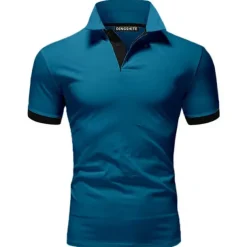 Men's T Shirt Polo Shirts Street Casual Turndown Short Sleeve Casual Soft Solid Color Plain Spring, Fall, Winter, Summer Regular Fit Apple Green Golden yellow Lake blue Black White Pink T Shirt
