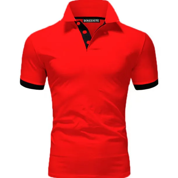 Men's T Shirt Polo Shirts Street Casual Turndown Short Sleeve Casual Soft Solid Color Plain Spring, Fall, Winter, Summer Regular Fit Apple Green Golden yellow Lake blue Black White Pink T Shirt