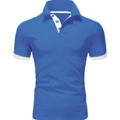 Men's T Shirt Polo Shirts Street Casual Turndown Short Sleeve Casual Soft Solid Color Plain Spring, Fall, Winter, Summer Regular Fit Apple Green Golden yellow Lake blue Black White Pink T Shirt