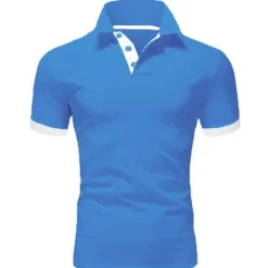 Men's T Shirt Polo Shirts Street Casual Turndown Short Sleeve Casual Soft Solid Color Plain Spring, Fall, Winter, Summer Regular Fit Apple Green Golden yellow Lake blue Black White Pink T Shirt