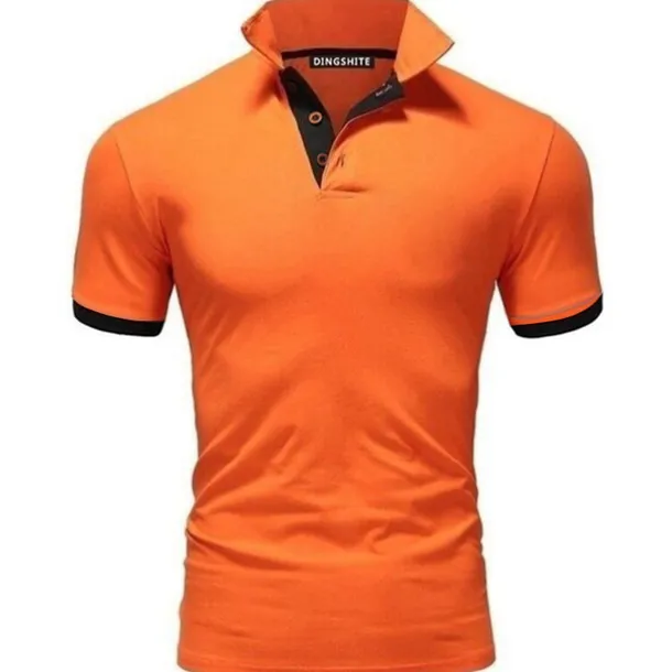 Men's T Shirt Polo Shirts Street Casual Turndown Short Sleeve Casual Soft Solid Color Plain Spring, Fall, Winter, Summer Regular Fit Apple Green Golden yellow Lake blue Black White Pink T Shirt