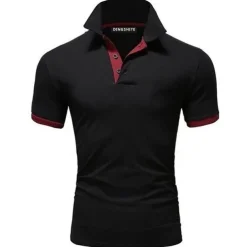 Men's T Shirt Polo Shirts Street Casual Turndown Short Sleeve Casual Soft Solid Color Plain Spring, Fall, Winter, Summer Regular Fit Apple Green Golden yellow Lake blue Black White Pink T Shirt