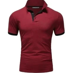 Men's T Shirt Polo Shirts Street Casual Turndown Short Sleeve Casual Soft Solid Color Plain Spring, Fall, Winter, Summer Regular Fit Apple Green Golden yellow Lake blue Black White Pink T Shirt