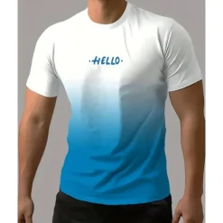 Men's T shirt Short Sleeve Crew Neck Tee Tshirt Muscle T-Shirt Short Sleeve Shirt Outdoor Quick Dry Workout Soft Sweat wicking Polyester Patchwork Blue Green Gym Climbing Camping / Hiking / Caving