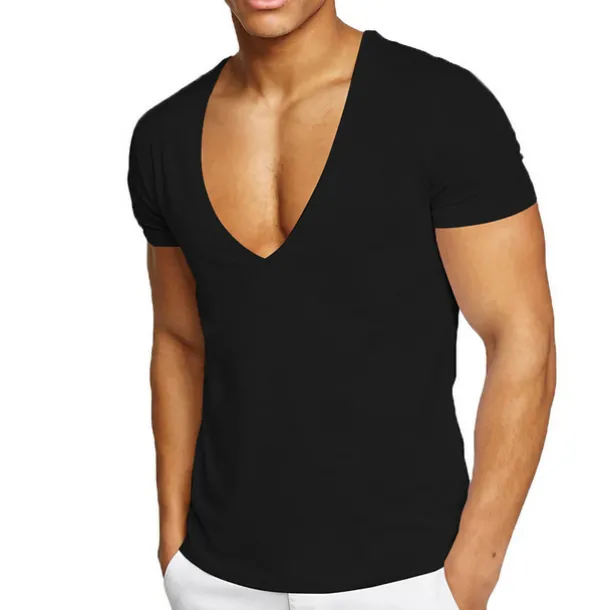 Men's T Shirt Short Sleeve V Neck Summer Plain Sports Fashion Lightweight Vacation Casual Holiday Black White Red Top Tee for Men