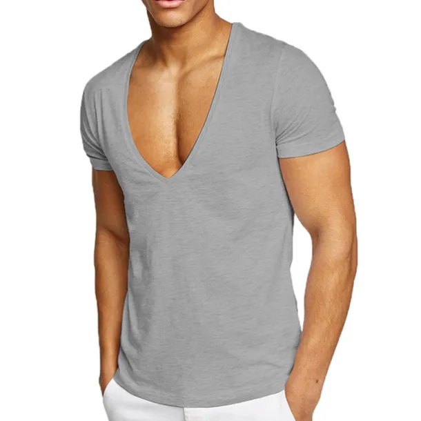 Men's T Shirt Short Sleeve V Neck Summer Plain Sports Fashion Lightweight Vacation Casual Holiday Black White Red Top Tee for Men