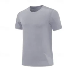 Men's T shirt Short Sleeve Crew Neck Tee Tshirt Muscle T-Shirt Short Sleeve Shirt Outdoor Quick Dry Workout Soft Sweat wicking Polyester Dark Grey Black White Gym Climbing Camping / Hiking / Caving