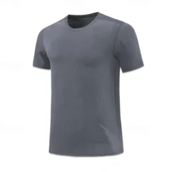 Men's T shirt Short Sleeve Crew Neck Tee Tshirt Muscle T-Shirt Short Sleeve Shirt Outdoor Quick Dry Workout Soft Sweat wicking Polyester Dark Grey Black White Gym Climbing Camping / Hiking / Caving