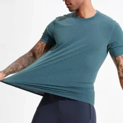 Men's T shirt Short Sleeve Crew Neck Tee Tshirt Muscle T-Shirt Short Sleeve Shirt Outdoor Quick Dry Workout Soft Sweat wicking Polyester Dark Grey Black White Gym Climbing Camping / Hiking / Caving