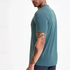 Men's T shirt Short Sleeve Crew Neck Tee Tshirt Muscle T-Shirt Short Sleeve Shirt Outdoor Quick Dry Workout Soft Sweat wicking Polyester Dark Grey Black White Gym Climbing Camping / Hiking / Caving