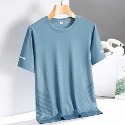 Men's T shirt Short Sleeve Crew Neck Tee Tshirt Muscle T-Shirt Short Sleeve Shirt Outdoor Quick Dry Workout Soft Polyester Patchwork Black White Royal Blue Gym Climbing Camping / Hiking / Caving