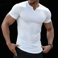 Men's T Shirt Short Sleeve V Neck Summer Plain Fashion Classic Comfortable V Neck Street Casual Sports Black White Dark Navy Top Tee for Men