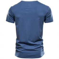 Men's T Shirt Short Sleeve V Neck Summer All Seasons Solid Color Daily Casual Daily Casual Pocket V Neck Vacation Causal Casual Light Blue Black White Top Tee for Men