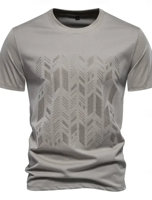 Men's T Shirt Short Sleeve Crew Neck Summer Spring Geometric Knitwear Vacation Vintage Embroidered Embroidery School Training Outdoor Black White Light Green Top Tee for Men