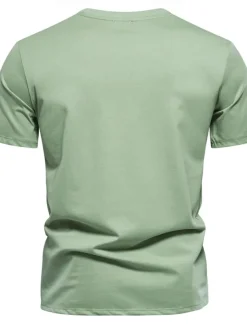 Men's T Shirt Short Sleeve Crew Neck Summer Spring Geometric Knitwear Vacation Vintage Embroidered Embroidery School Training Outdoor Black White Light Green Top Tee for Men