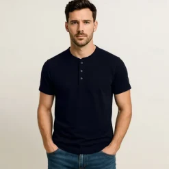 Men's T Shirt Short Sleeve Solid Daily Casual Button Up Quick Dry Henley School Outdoor Vacation All Seasons Dark Grey Black White Henley T-Shirt