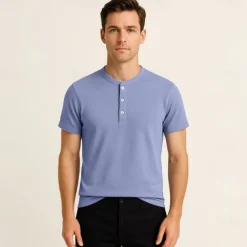 Men's T Shirt Short Sleeve Solid Daily Casual Button Up Quick Dry Henley School Outdoor Vacation All Seasons Dark Grey Black White Henley T-Shirt