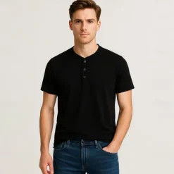 Men's T Shirt Short Sleeve Solid Daily Casual Button Up Quick Dry Henley School Outdoor Vacation All Seasons Dark Grey Black White Henley T-Shirt