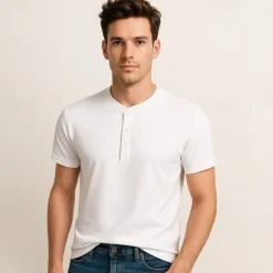 Men's T Shirt Short Sleeve Solid Daily Casual Button Up Quick Dry Henley School Outdoor Vacation All Seasons Dark Grey Black White Henley T-Shirt