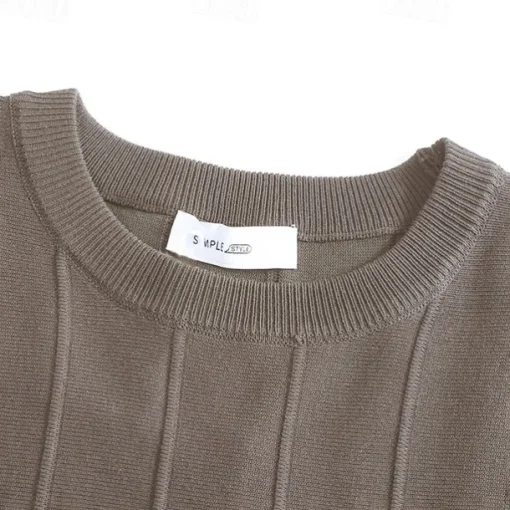 Men's T Shirt Short Sleeve Crew Neck Summer Spring Vertical Stripes Knitwear Elegant Vacation Knitting School Vacation Home Dark Red Black White Top Tee for Men