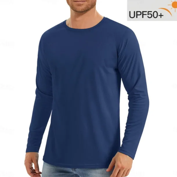 Men's T Shirt Sun Protection T-shirts Long Sleeve Crew Neck Summer Spring & Fall Solid Color Active Crewneck Outdoor Casual Athleisure Dark Grey Navy Black Top Tee for Men