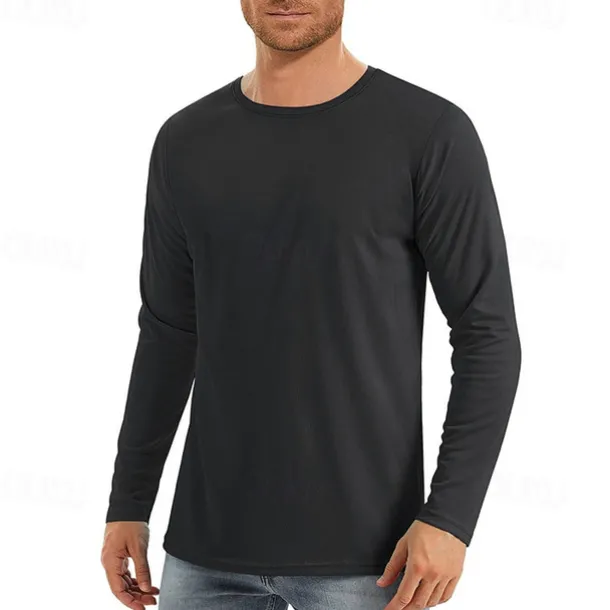 Men's T Shirt Sun Protection T-shirts Long Sleeve Crew Neck Summer Spring & Fall Solid Color Active Crewneck Outdoor Casual Athleisure Dark Grey Navy Black Top Tee for Men
