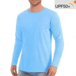 Men's T Shirt Sun Protection T-shirts Long Sleeve Crew Neck Summer Spring & Fall Solid Color Active Crewneck Outdoor Casual Athleisure Dark Grey Navy Black Top Tee for Men