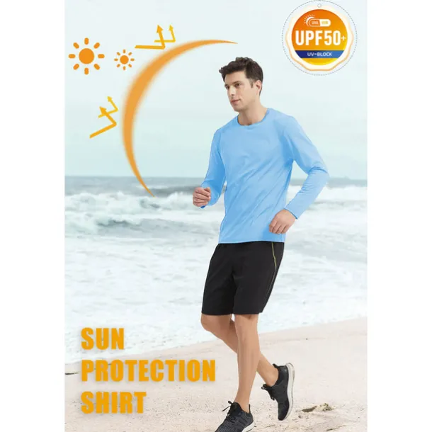 Men's T Shirt Sun Protection T-shirts Long Sleeve Crew Neck Summer Spring & Fall Solid Color Active Crewneck Outdoor Casual Athleisure Dark Grey Navy Black Top Tee for Men