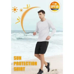 Men's T Shirt Sun Protection T-shirts Long Sleeve Crew Neck Summer Spring & Fall Solid Color Active Crewneck Outdoor Casual Athleisure Dark Grey Navy Black Top Tee for Men