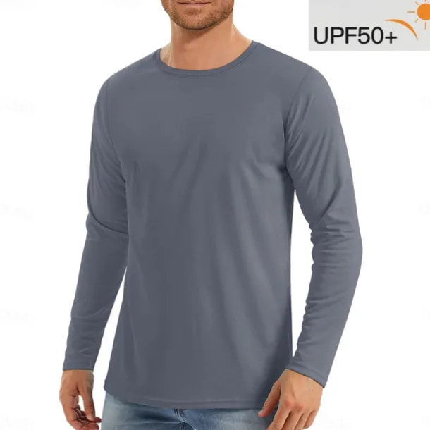 Men's T Shirt Sun Protection T-shirts Long Sleeve Crew Neck Summer Spring & Fall Solid Color Active Crewneck Outdoor Casual Athleisure Dark Grey Navy Black Top Tee for Men