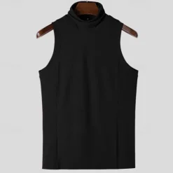 Men's T Shirt Tank Top Turtleneck shirt Sleeveless Turtleneck Summer Solid Color Pit Strip Fashion Designer Muscle Ribbed Outdoor Dailywear Black White Top Tee for Men