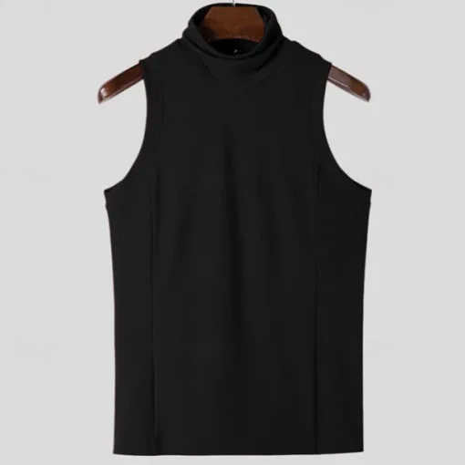 Men's T Shirt Tank Top Turtleneck shirt Sleeveless Turtleneck Summer Solid Color Pit Strip Fashion Designer Muscle Ribbed Outdoor Dailywear Black White Top Tee for Men