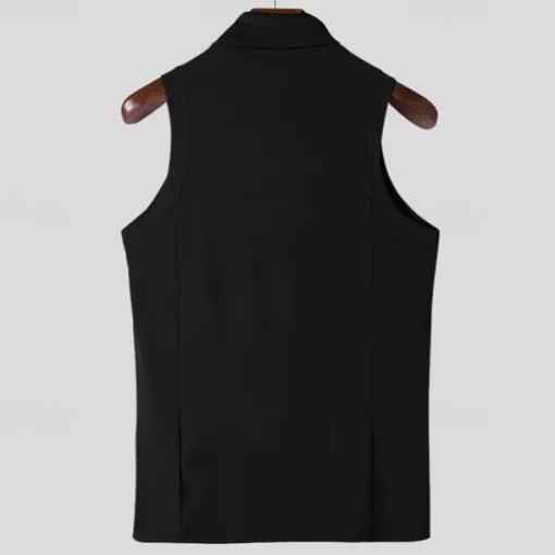 Men's T Shirt Tank Top Turtleneck shirt Sleeveless Turtleneck Summer Solid Color Pit Strip Fashion Designer Muscle Ribbed Outdoor Dailywear Black White Top Tee for Men