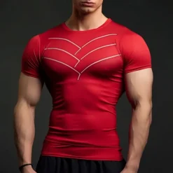 Men's T shirt Tee Gym Shirt Sports T-Shirt Crew Neck Short Sleeve Sports & Outdoor Vacation Casual Daily Gym Quick dry Breathable Plain Black Red Activewear Fashion Basic